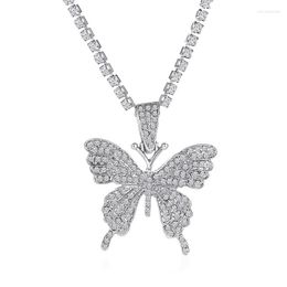 Pendant Necklaces Big Butterfly Necklace Rhinestone Chain For Women Bling Tennis Crystal Choker Party Jewellery