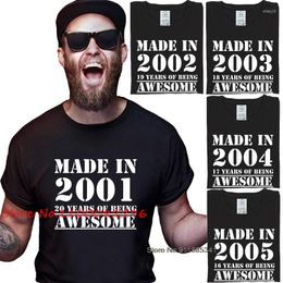 Men's T Shirts Streetwear Male Vintage Hip Hop Tops Class Clothing Made In 2001-2005 Cool Birthday Gift Punk Graphic Cotton TShirt