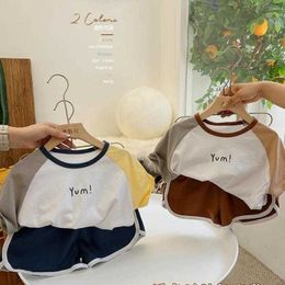 Clothing Sets Summer Fashion Twopieces For Years Boys Baby Loose Cute Tracksuits Infantil Versatile Simple Contrast TshirtShorts