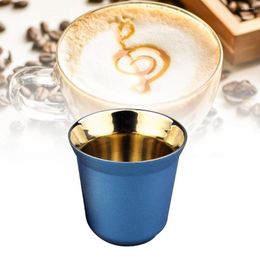Cups Saucers 80ml Milk Mug Double Wall Stainless Steel Espresso Insulated Coffee Cup Juice Tea