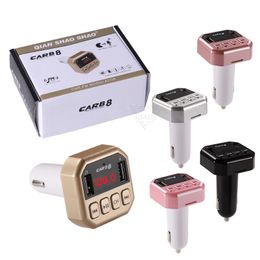 FM Adapter B8 Bluetooth Car Charger Transmitter with Dual USB Adapter Handfree MP3 Player Support TF Card for iPhone Samsung Universal