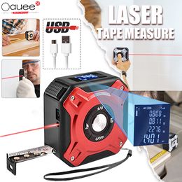 Tape Measures Laser Tape Measure Laser Distance Metre Metro Laser Rangefinder With Roll Cord Construction Roulette Professional Measuring Tool 230211