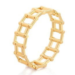 Bangle European And American Simple Jewellery With Geometric Hollow Retro Punk Thick Chain Bracelet For Female Party Gifts