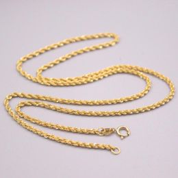 Chains Au750 Real 18K Yellow Gold Chain Neckalce For Women Female 2.0mmW Hollow Rope Choker Necklace 45cm Length