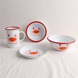 Bowls Exported To UK Cartoon Crab Children's Bowl Thickened Enamel Salad Popcorn Dessert