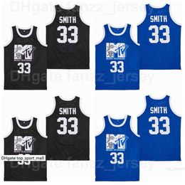Movie Basketball Music Television #33 Will Smith Jersey MTV First Annual Rock N Jock BBall Breathable High School HipHop Blue Black Team Color Good