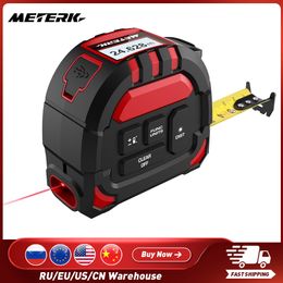 Tape Measures Meterk Portable 2 in 1 LCD Laser Distance Metre Multifunctional Laser Tape Measure 131Ft/40M 16Ft/5M Laser Measuring Instruments 230211