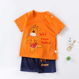 Clothing Sets Loose Thin Outfits Boys And Girls Round Neck Two Pieces Teespanst Pullover New Style Soft Skin Pure Cotton Kids Cartoon Colthes