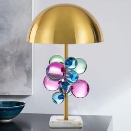 Table Lamps E27 Gold LED Lights Colour Crystal Ball Bedroom Bedside Creative Lamp El Study Room Postmodern Marble Desk