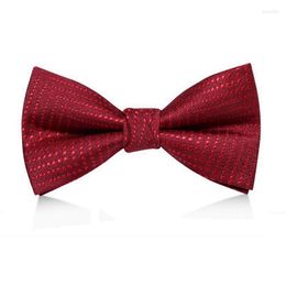 Bow Ties 2023 Brand Fashion Men's Double Fabric Dot Wine Red Bowtie Banquet Ceremony Wedding Butterfly Tie With Gift Box