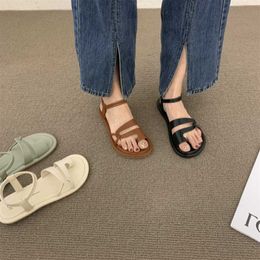 Slippers 2022 Summer Women's Flat Sandals New Soft-soled Flip-flop Women Beach Shoes Fashion Elastic Band Platform Casual Sandals Women G230210