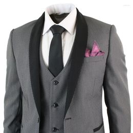 Men's Suits Grey Mens 3 Piece Tuxedo Dinner Suit Round Shawl Collar Black Marc Darcy Smart Formal Tuxedos For Men