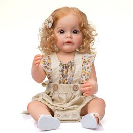 Dolls NPK 55CM FUll body Silicone Reborn Toddler Girl Princess Sue-Sue Hand-detailed Paiting Rooted Hair waterproof Toy for Girls 230210