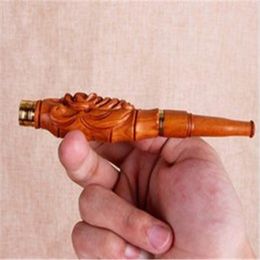 Smoking Pipes Exquisite cicada handmade portable male high-end cigarette holder sandalwood Philtre high efficiency cigarette smoking wooden health cigarett