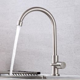 Kitchen Faucets Sink Water Faucet 360 Degree Swivel Single Holder Hole 304 Stainless Steel Square Cold Tap