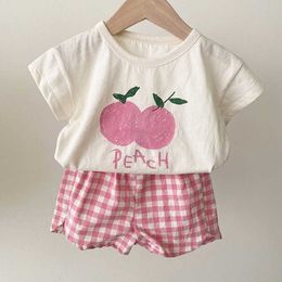 Kleidungssets für Kleinkinder, niedliche T-Shirts, Shorts, Baby-Mädchen, Sommer, neue Kleidung, lässig, zweiteilig, Anzüge, Infantil, trendig, einfach, dünn, weiche T-Shirts, Outfits