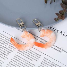 Key Rings Sile Simulation Shrimp Food Keychains Keyring For Women Men Gift Statement Unique Creative Bag Car Key Airpods Box Jewelry G230210