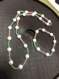 Strand Two Wearing Pink Green Sorority Glass Peal DIY Elastic Bracelet Posh Greek Divine Pretty Girl Multi Jewellery