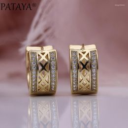 Dangle Earrings PATAYA 585 Rose Gold Colour Women Fine Wedding Round Natural Zircon Party Noble Hollow Cute Fashion Jewellery