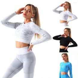 Active Sets Seamless Yoga Set Women High Waist Knitted Long Sleeve Crop Top T-Shirt Leggings Tracksuit Outfit Clothes Gym Wear Sport Fitness