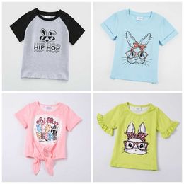 T-shirts Girlymax Easter Baby Boys Girls Bunny Truck Rabbit Cotton Milk Silk Boutique Top T-shirt Raglans Children Clothes Short Sleeve T230209