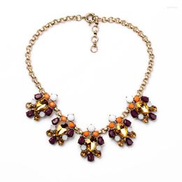 Choker Necklace 2014 Arrival Resin Zinc Alloy Colourful Gem Teardrop Hawaiian