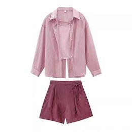 Sets Mom Girls Shirts Shorts Vest Clothing Set Toddler Casual Fashion Korean Summer Dress Chiffon Pieces TSHIRT Cardigan Suit