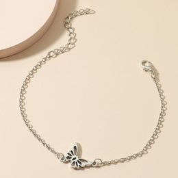 Anklets Retro Silver Colour Metal Hollow Butterfly Pendant Anklet Link Chain Bracelet On Leg For Women Summer Beach Sandal Foot Jewellery