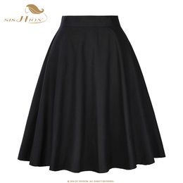 Skirts SISHION Cotton Black Skirt Womens Sexy Midi Summer Skirt Floral Polka Dots Black Red Blue High Waist Plaid Women Skirts VD0020 230211