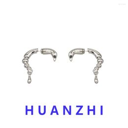 Backs Earrings HUANZHI Trendy Ear Clip Earring Simple Irregular Geometric Metal Punk Cool Thorns For Women Men Couple Party Jewellery