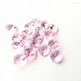 Chandelier Crystal Top Quality 100pcs 14mm Pink Octagon Beads In One Hole For Parts Diy Curtain Accessories Wedding Home Decor