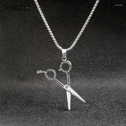 Pendant Necklaces Fashion Punk Scissor Men's Necklace Silver Colour Stainless Steel Chains Personality Jewellery Accessories Boyfriend