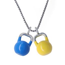 Pendant Necklaces Exquisite Gym Colourful Kettlebell Charm Stainless Steel Necklace DIY Handmade Woman Sports Fitness Jewellery