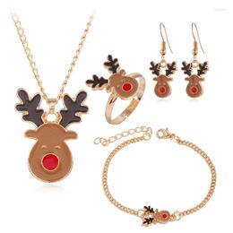 Pendant Necklaces Brown Antler Cartoon Elk Necklace Set Christmas Series Jewellery Ladies Men's Banquet DIY Gifts