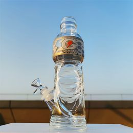Smoking Pipes Gatorbeug Clear 10 Inch Glass Bongs Water Pipe Gatorade Drinking Bottle Bong Tobacco Tube 10MM Bowl Stem Recycler Bubbler PipesQ240515