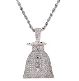 Pendant Necklaces ZIRCON INLAID HIP-HOP EURO-AMERICAN MONEY BAG Dollar Sign High-quality Necklace Neutral Copper Jewellery Hip Univ