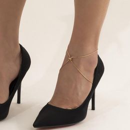 Anklets Design Metal Cross Chain Anklet Personalized Adjustable Snake Bone High Heel Shoes Accessories