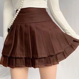 Skirts Double-layer Pleated Skirt Women's 2023 Spring Est Girl School Uniform Style High-waisted Lining Anti-running Short