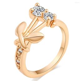 Wedding Rings Austrian Crystals Gift Cute Cherry Zircon For Women Engagement Gold Color Jewelry Wholesale