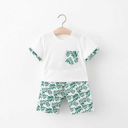 Sets Short Sleeve Two Piece Set Summer Casual Boutique Clothing New Fashion Kids Print Toddler Boy Clothes Y