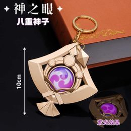 Key Rings 10CM Came Genshin Impact 1 1 Eye Of Original God Yae miko Keychain Cosplay Anime Luminous Key Rings Backpacks Accessories Gifts G230210