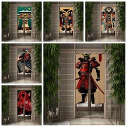 Curtain Japanese Shrine Samurai Dining Kitchen Door Print Partition Drape Entrance Decor Hanging Half-Curtains