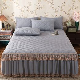 Bed Skirt Lace Laminated Cotton Thickened Brushed Bed Skirt Mattress Cover 160x200 140x190 Bedding Bedspreads Bedroom Decoration 230211