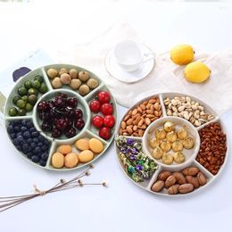 Plates 1PC 6-Compartment Storage Tray Dried Fruit Snack Plate Appetizer Serving Platter For Party Candy Pastry Nuts Dish