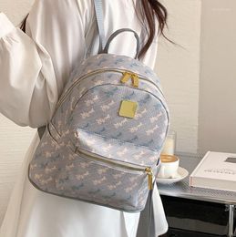 School Bags Brand Designer Floral Print Women's Backpack Large Capacity PU Leather Bag Versatile Travel