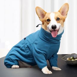 Dog Apparel Fleece Clothes Winter Thick Warm Coat for Small Medium Large s Adjustable Pet Hoodies Male/Female Overalls Corgi 230211