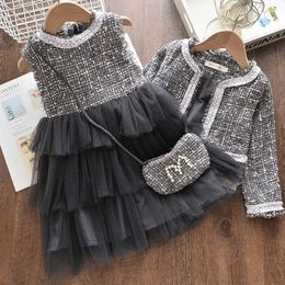 Sets New Suits European American Christmas Winter Outfits Girl Sweet Dresses Children Clothing Girls Clothes Set With Bag