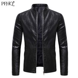 Men's Jackets PFHQ Men's Faux Leather Jackets Motorcycles PU Coat Elegant Casual Slim Male Stylish Locomotive Clothing 21B2678 230210