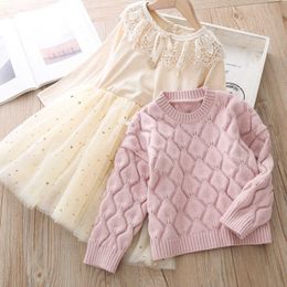 Sets Winter Girls Fashion Clothing Set children's Jacket Dress Sweater Pullover pcs Suit For Girl Outfits Autumn Kids pretty clothes