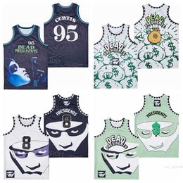 Movie Film Basketball 95 Curtis Dead Presidents Jersey 8 Conspiracy Theory Money Bags 1995 Uniform HipHop Black Green White Colour All Stitched Hip Hop Pure Cotton